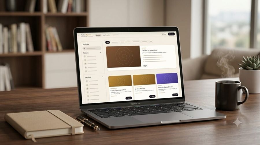 La plateforme de formation en ligne HypnoCampus sur un ordinateur portable